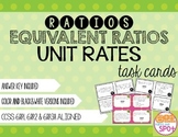 Ratios, Equivalent Ratios & Unit Rates Task Cards CCSS 6.RP.1, 6.RP.2, 6.RP.3a**