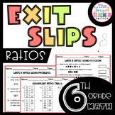 Ratios Exit Slips 6th Grade Math