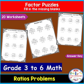 Ratios - Factor Puzzles (fill in the blanks) Worksheet Math Problems