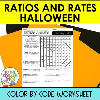 Preview of Ratios Halloween Math Color by Code Worksheet