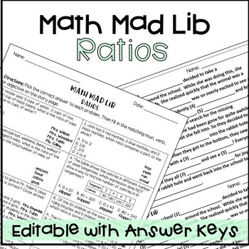 Preview of Ratios Math Mad Lib