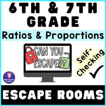 Preview of 6th 7th Grade ⭐ Ratios & Proportions Escape Room Activity BUNDLE