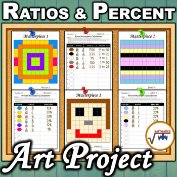 Preview of Ratios & Percent Printable Art Project with 50 Geometric Designs + 2 Worksheets