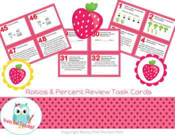 Preview of Ratios & Percent Unit Review Task Cards