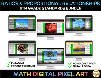 Preview of Ratios & Proportional Relationship 6th Grade Standards Self/Checking Math Bundle