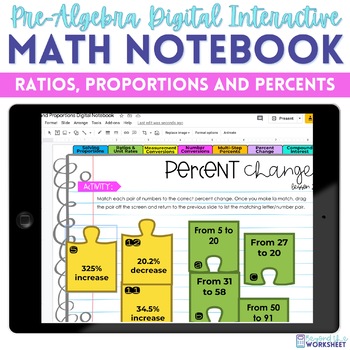 Preview of Ratios & Proportional Relationships Digital Interactive Notebook for Pre-Algebra