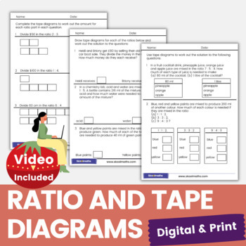 Tape Diagrams for Understanding Ratios & Proportional Relationships: 6th  Grade Math CCSS.6.RP.A.3a