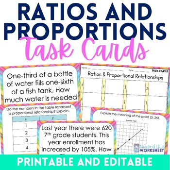 Preview of Ratios and Proportional Relationships Task Cards