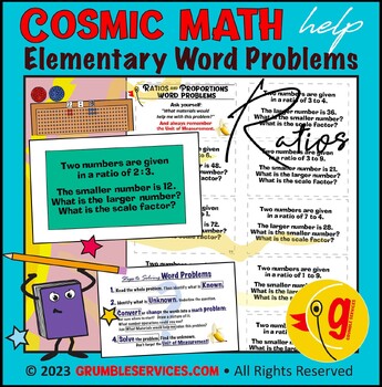 Preview of Math Word Problems: Ratios, Proportions, & Scale Factors • 40 Elementary Cards