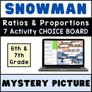 Preview of 6th 7th Grade ⭐ Ratios & Proportions ⭐ SNOWMAN Digital Activity CHOICE BOARD