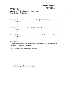 Preview of Ratios & Proportions Guided Notes Big Ideas Math Red: 7th Grade Chapter 5