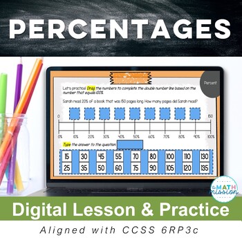 Preview of Ratios & Proportions Percentages Digital Lesson 6RP3c Double Number Lines