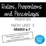 Ratios, Proportions and Percentages- Modified for Special 