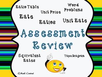 Preview of Ratios, Rate, Unit Rate:  Assessment Review/Test Prep