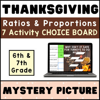 Preview of 6th 7th Grade ⭐ Ratios & Proportions ⭐ THANKSGIVING Digital Math CHOICE BOARD