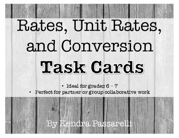 Preview of Ratios, Rates, Proportions, and Conversions TASK CARDS