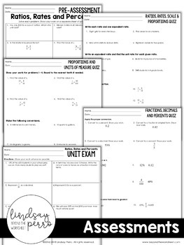 Ratios, Rates, Proportions and Percents Unit (6th Grade) by Lindsay Perro