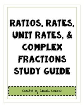 Preview of Ratios, Rates, Unit Rates, & Complex Fractions Study Guide