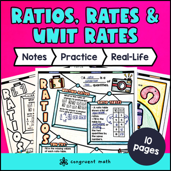 Preview of Ratios, Rates & Unit Rates Guided Notes & Doodles | Equivalent Ratios