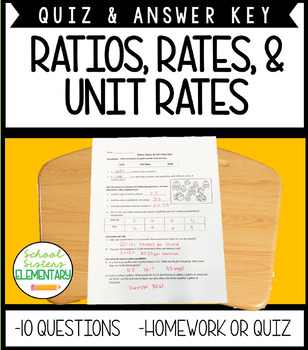 Preview of Ratios Rates Unit Rates Quiz & Answer Key