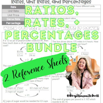Preview of Ratios, Rates, and Percentages 2 Reference Sheets BUNDLE