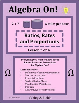 Ratios, Rates and Proportions by Algebra On | Teachers Pay Teachers