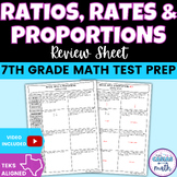 Ratios, Rates and Proportions 7th Grade Math Test Review S