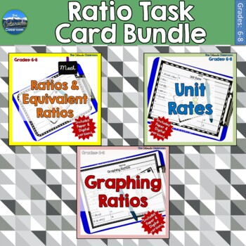 Preview of Ratios Task Card Bundle | Digital Versions Included | Distance Learning