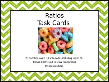 Preview of Ratios Task Cards with QR Codes