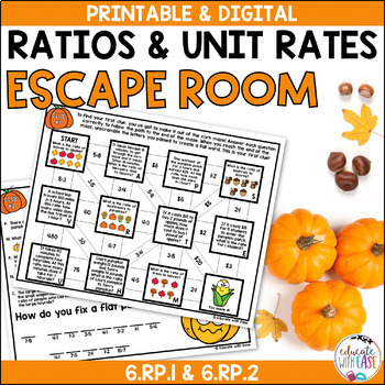 Preview of Ratios & Unit Rates Digital Fall Pumpkin ESCAPE ROOM 6.RP.1 & 6.RP.2