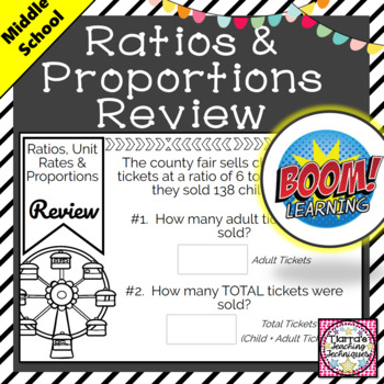 Preview of Ratios, Unit Rates and Proportions BOOM Cards