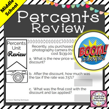 Preview of Percents Review BOOM Cards