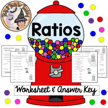 Preview of Ratios Worksheet with Answer KEY Simplify Ratio Equivalent Word Problem