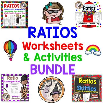 Preview of Ratios Worksheets and Activities Smartboard Slides Lesson BUNDLE