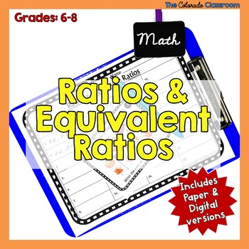 Preview of Ratios and Equivalent Ratios Task Cards and Mini Lesson | Digital and Print