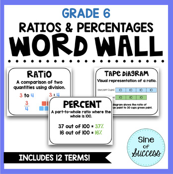 Preview of Ratios and Percents Word Wall - 6th Grade