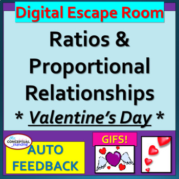 Preview of Ratios and Proportional Relationships - DIGITAL ESCAPE ROOM - Valentine's Day