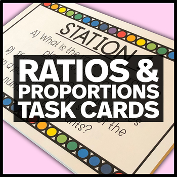 Preview of Ratios and Proportional Relationships Task Cards - 6.RP, 7.RP Math Stations