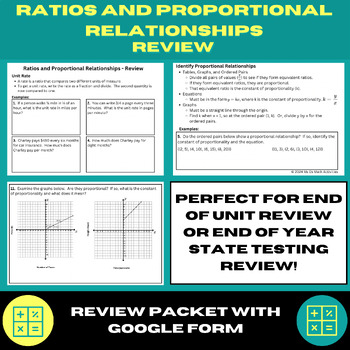 Preview of Ratios and Proportional Relationships - End of Year Review Includes Google Form