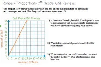 Preview of Ratios and Proportional Relationships Study Guide with Answer Key