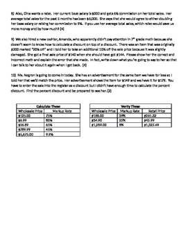 Preview of Ratios and Proportions 20 - Consumer Math Project - Business  Manager