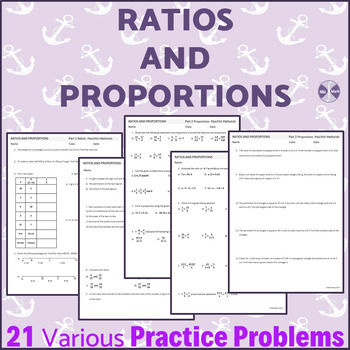 Preview of Ratios and Proportions - 21 Various Practice Problems