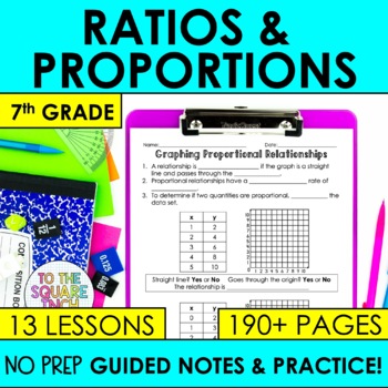 Preview of 7th Grade Ratios, Rates, Percents and Proportions Guided Notes and Activities