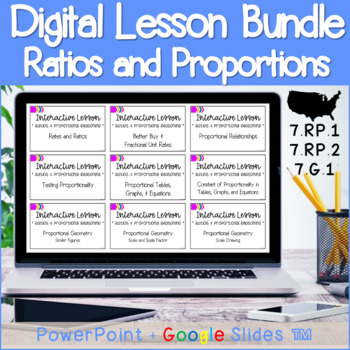 Preview of Ratios and Proportions 7th Grade Unit | CCSS Aligned | Digital