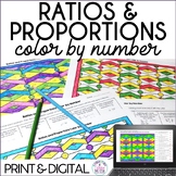 Ratios Proportions Unit Rates Color by Number 6th Grade Math