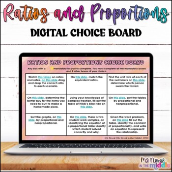 Preview of Ratios and Proportions Digital Choice Board Activity