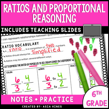 Preview of Ratios and Proportions Guided Notes 6th Grade VA SOL 6.PFA.1 6.PFA.2