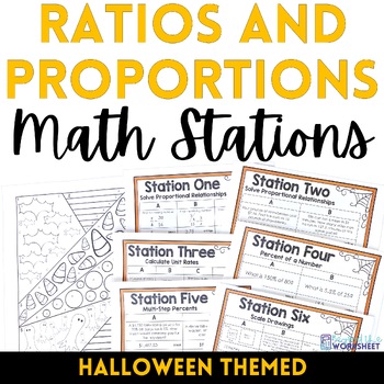 Preview of Ratios and Proportions Halloween Math Stations | Math Centers