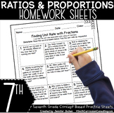 7th Grade Math Homework Sheets Ratios and Proportions - Ma