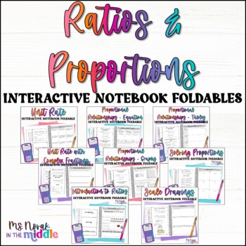 Preview of Ratios and Proportions Interactive Notebook Foldable and Practice Bundle